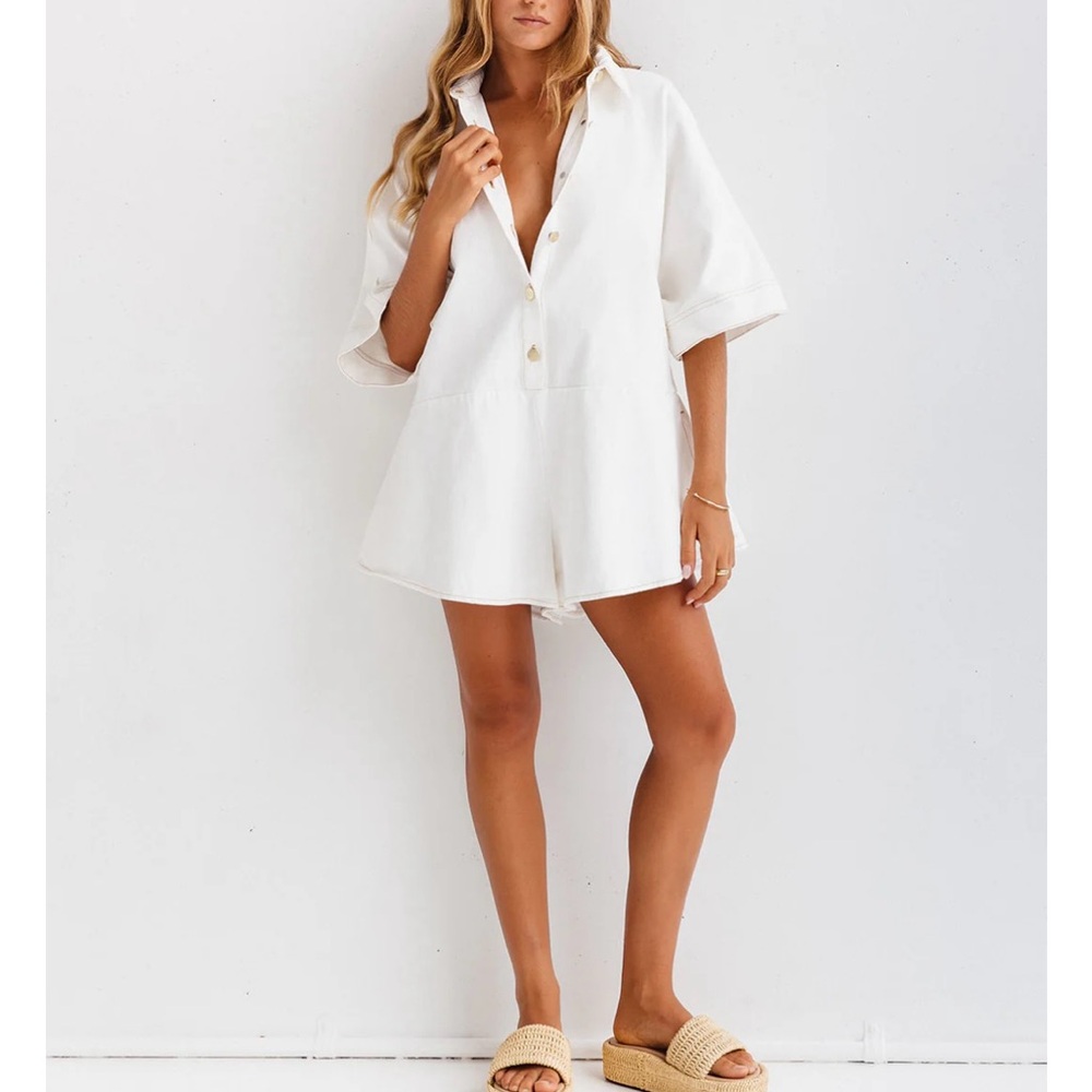 White Women's Jean Short Jumper